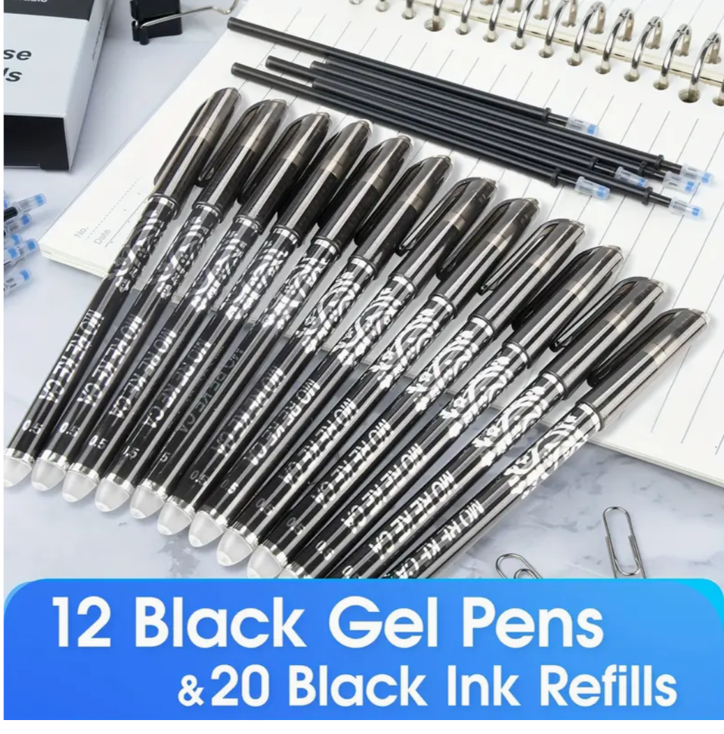 Vanishing Ink Magic: 12PCS Erasable Gel Pens & 20 Refills - Your Ultimate Writing Wizardry Set!