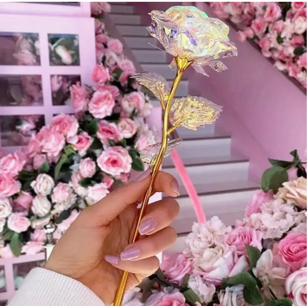 Gilded Love Blossoms: 10pcs Rose Golden Crystal Artificial Roses – The Ultimate Gift for Christmas, Wedding, Anniversary, Party Decor, and Valentine's Day Splendor!