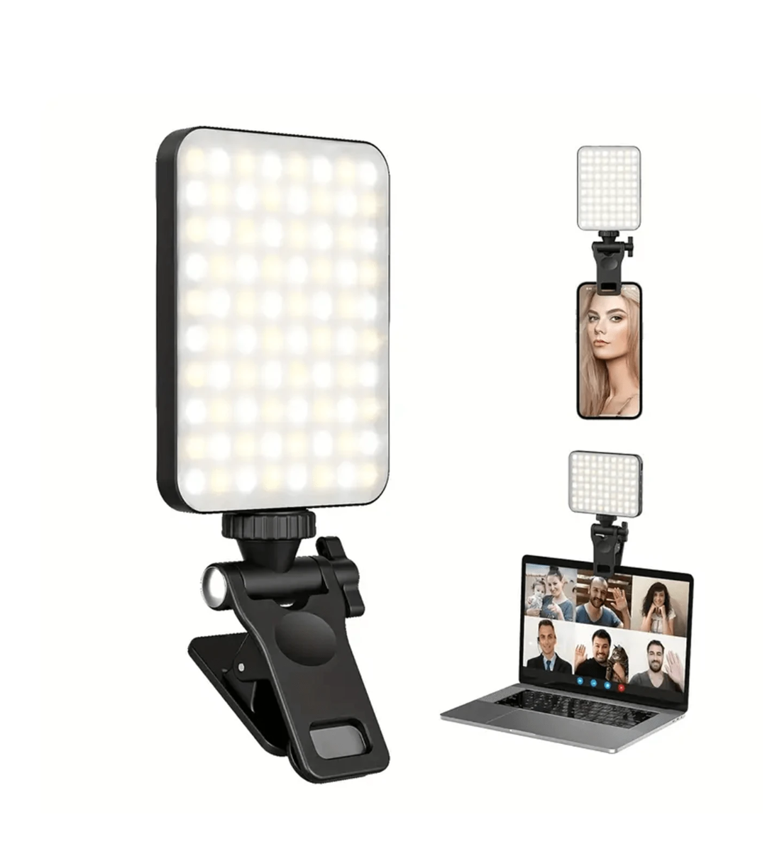 Glow On The Go: 80 LED Rechargeable Selfie Light Clip – Perfect Illumination for iPhone, Phone, Tablet, Laptop – Enhance Your Selfies, Makeup, Vlogs, and Video Conferences!