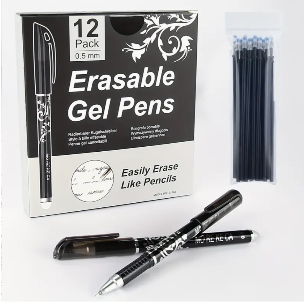 Vanishing Ink Magic: 12PCS Erasable Gel Pens & 20 Refills - Your Ultimate Writing Wizardry Set!