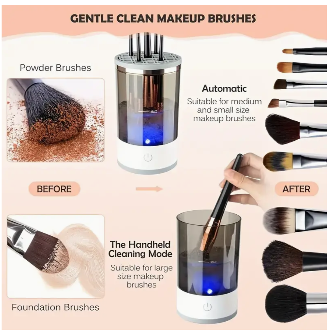Glow Up, Plug In: Portable Electric Makeup Brush Cleaner with USB Power – Effortless Cleaning for Flawless Beauty!