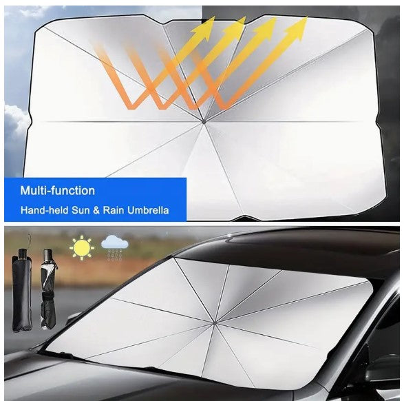 "Stay Cool on the Go: Foldable Automobile Umbrella Sunshade - Protect Your Car with Anti-Ultraviolet Front Window Shield!"