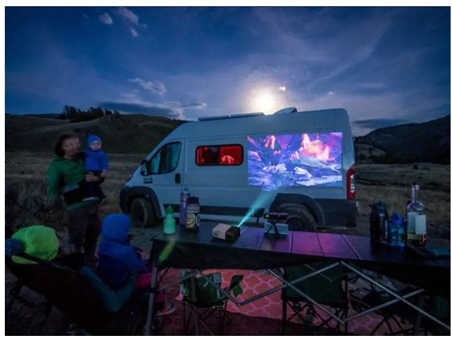 "Open-Air Cinema Bliss: Mini Portable Outdoor Movie Projector with USB Interfaces for Your Ultimate Home Theater Upgrade!"