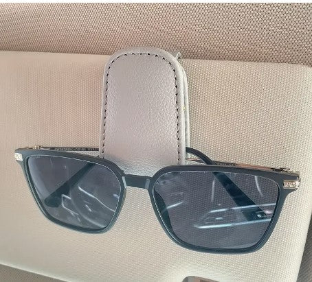"DriveGuard: Magnetic PU Leather Car Visor Sunglasses Holder - Secure Your Shades with Style!"