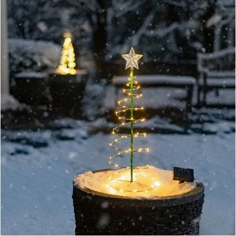 "Solar Glow: 1pc LED Christmas Tree Ground Plug Lights for Sparkling Outdoor Holiday Garden Decor"