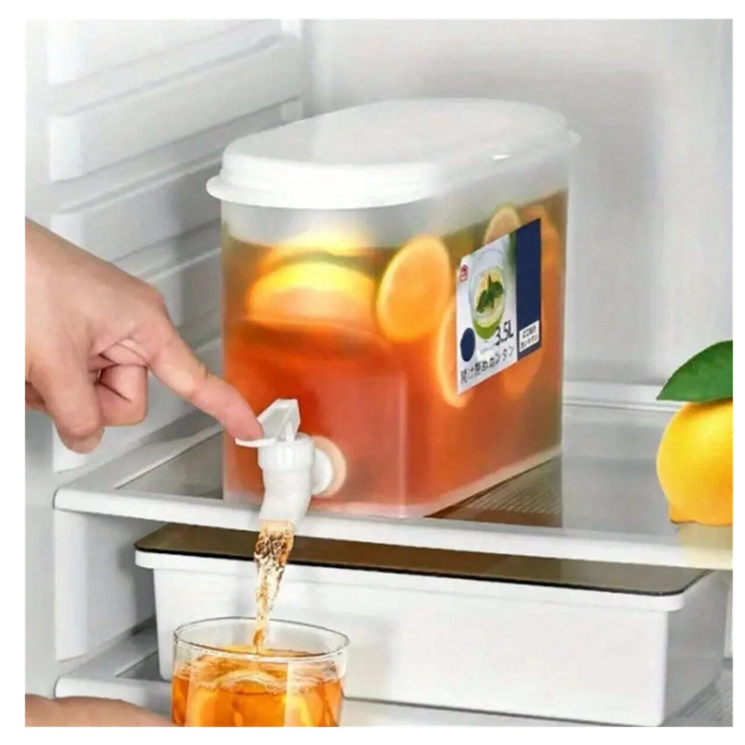 Lemon-Scented Refreshment: 1PC 3.5L/5L Cold Water Container with Infuser & Tap for Your Fridge!