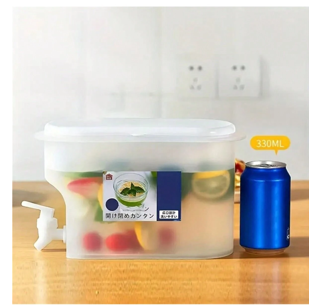 Lemon-Scented Refreshment: 1PC 3.5L/5L Cold Water Container with Infuser & Tap for Your Fridge!