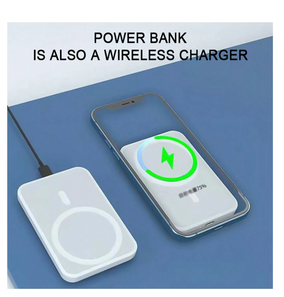 Power in Your Pocket: Wireless Mini Magnetic Power Bank – 15W PD Fast Charging, LED Indicator, Compact and Ready for iPhone 15 to Pro Max!
