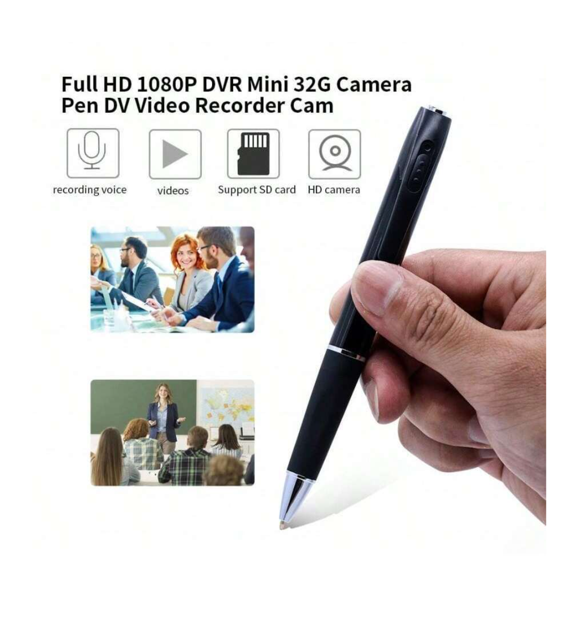 "Sleek Sentinel: 1pc Portable Pen Camera - 1080P HD Video, Indoor/Outdoor Surveillance, Mini Body Cam with 32GB Memory - Ideal for Lectures, Classes, and Business Meetings!" 📷🕵️‍♂️