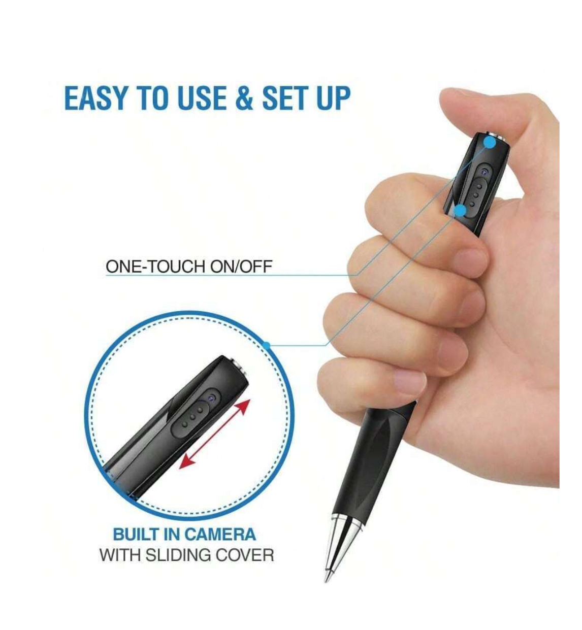 "Sleek Sentinel: 1pc Portable Pen Camera - 1080P HD Video, Indoor/Outdoor Surveillance, Mini Body Cam with 32GB Memory - Ideal for Lectures, Classes, and Business Meetings!" 📷🕵️‍♂️