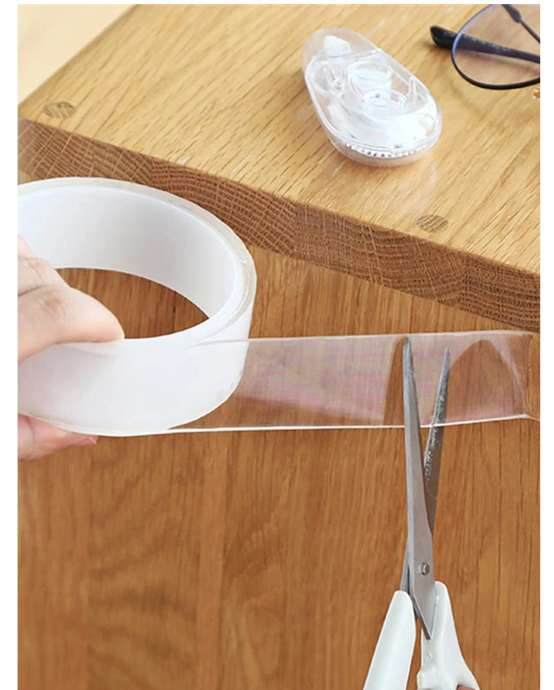 NanoGrip: Clear Double-sided Adhesive Tape - Simple, Reusable, and Versatile for Any Space!
