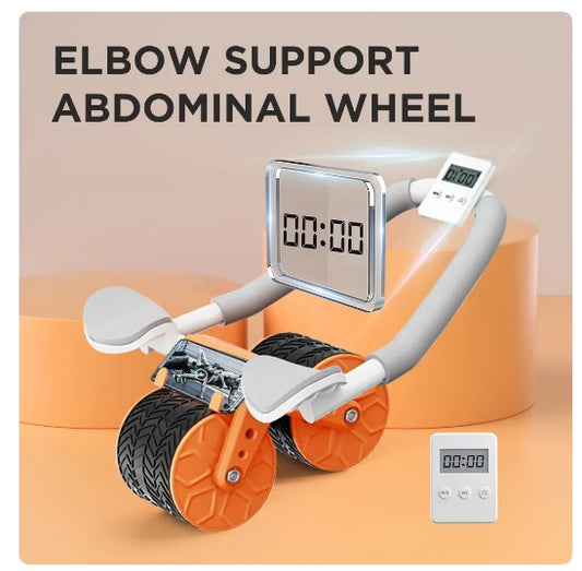 "Silent Strength: Ab Roller Wheel with Automatic Rebound and Elbow Support"