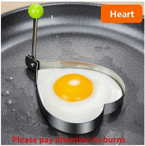 "Shaping Delicious Breakfasts: Stainless Steel Egg Mold with 4 Styles"