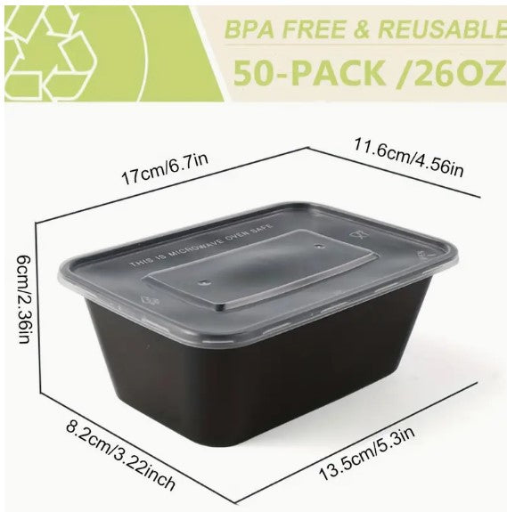 "Easy Meal Prep Mastery: 26oz Reusable Containers with Lids