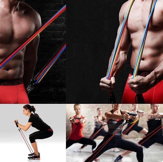 11 pcs Flex Your Power: Professional Resistance Bands Set for Home Gym Workouts
