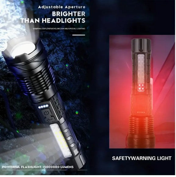 "Blazing White Brilliance: Rechargeable Super Powerful LED Flashlight"